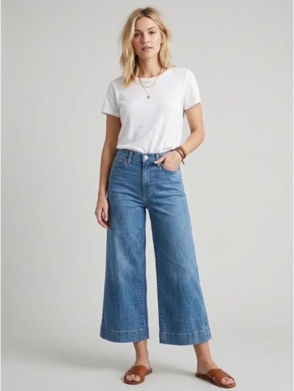 Madewell Wide Leg Crop Big Hem Medium Wash Classy High Rise Size 29 Size 8